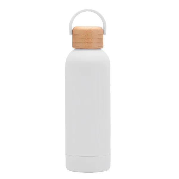 17 oz Rubber Paint Stainless Steel Water Bottle W/Bamboo Lid
