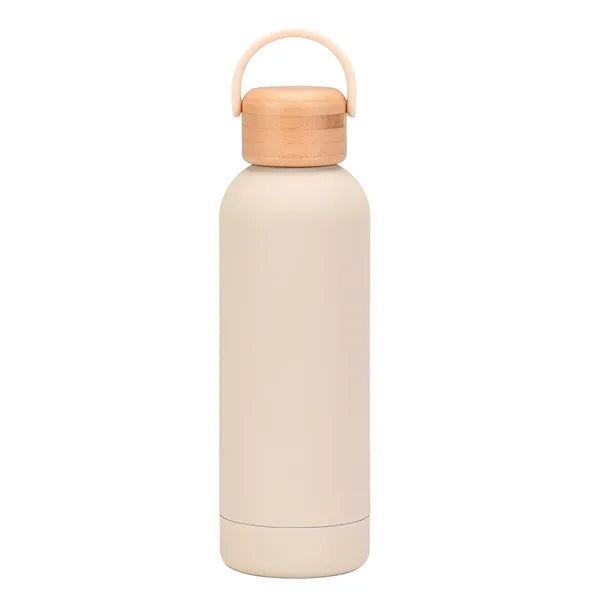 17 oz Rubber Paint Stainless Steel Water Bottle W/Bamboo Lid