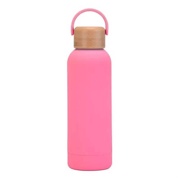 17 oz Rubber Paint Stainless Steel Water Bottle W/Bamboo Lid