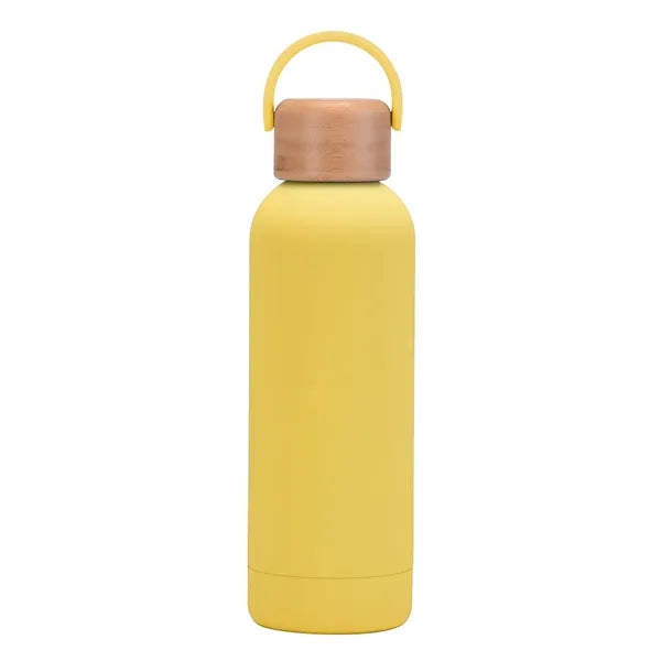 17 oz Rubber Paint Stainless Steel Water Bottle W/Bamboo Lid