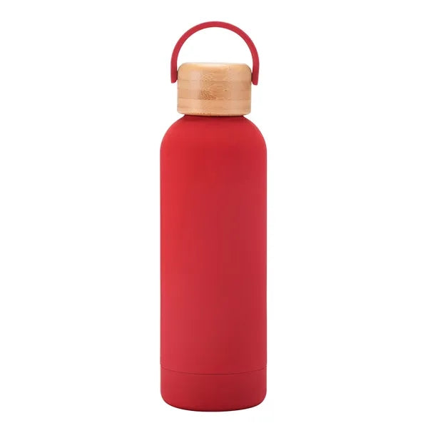 17 oz Rubber Paint Stainless Steel Water Bottle W/Bamboo Lid