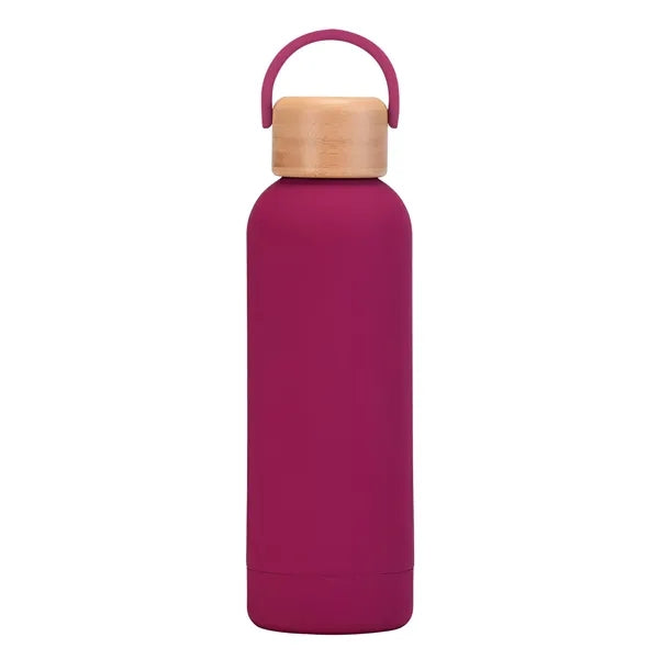 17 oz Rubber Paint Stainless Steel Water Bottle W/Bamboo Lid