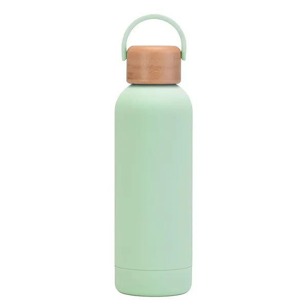 17 oz Rubber Paint Stainless Steel Water Bottle W/Bamboo Lid