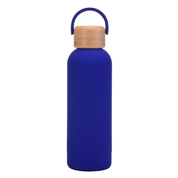 17 oz Rubber Paint Stainless Steel Water Bottle W/Bamboo Lid