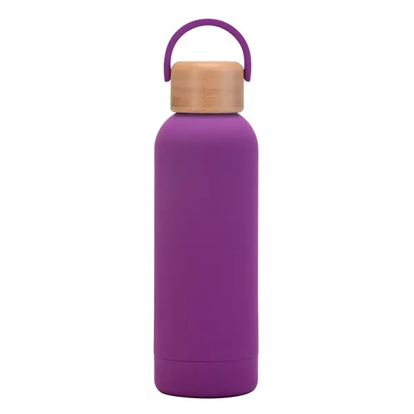 17 oz Rubber Paint Stainless Steel Water Bottle W/Bamboo Lid
