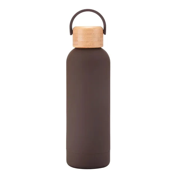 17 oz Rubber Paint Stainless Steel Water Bottle W/Bamboo Lid