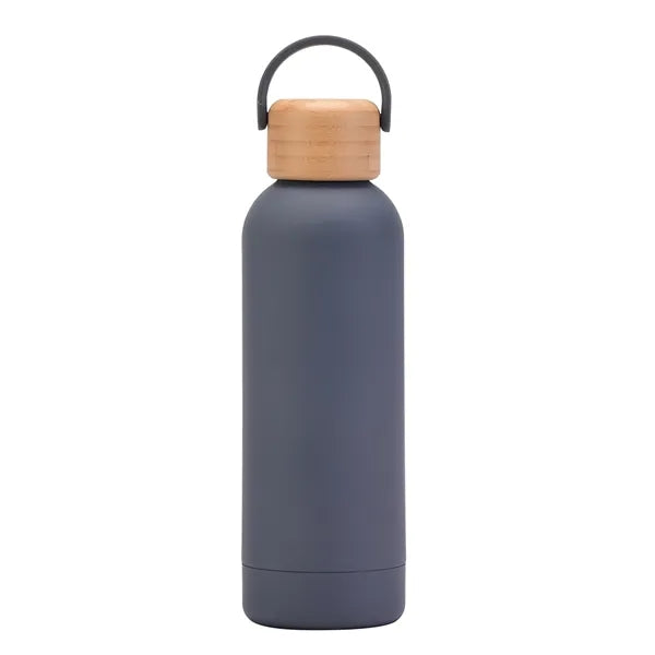 17 oz Rubber Paint Stainless Steel Water Bottle W/Bamboo Lid