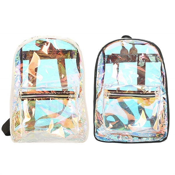 Dabixx Holographic Laser Packback Women, PVC Transparent Bag