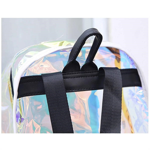 Dabixx Holographic Laser Packback Women, PVC Transparent Bag