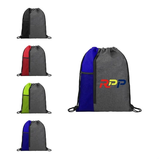 Vertical Drawstring Backpack With Mesh Pocket