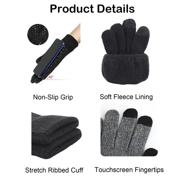 Acrylic Touchscreen Gloves with Fleece Lining & Grip