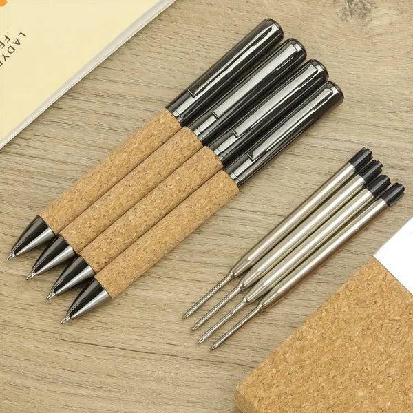 Wheat Straw Cork Grip Pen Metal Clip Writing Quick