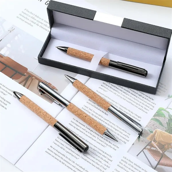 Wheat Straw Cork Grip Pen Metal Clip Writing Quick