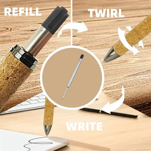 Wheat Straw Cork Grip Pen Metal Clip Writing Quick