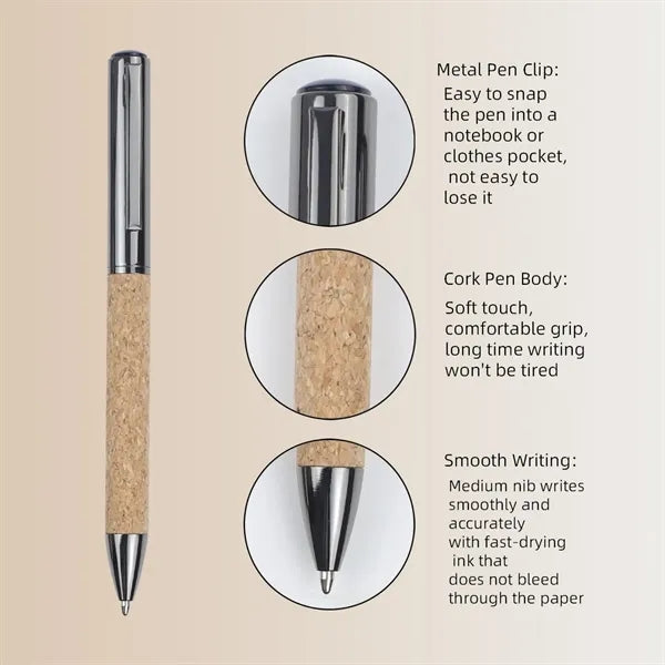 Wheat Straw Cork Grip Pen Metal Clip Writing Quick