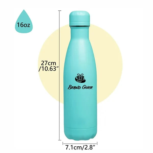16oz Rubber Coated Stainless Steel Insulated Cola Bottle