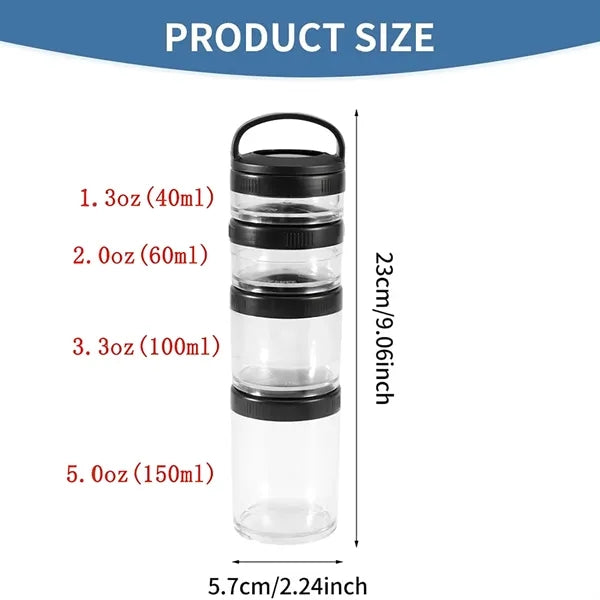 4-layer Stackable Protein Powder Snack Containers
