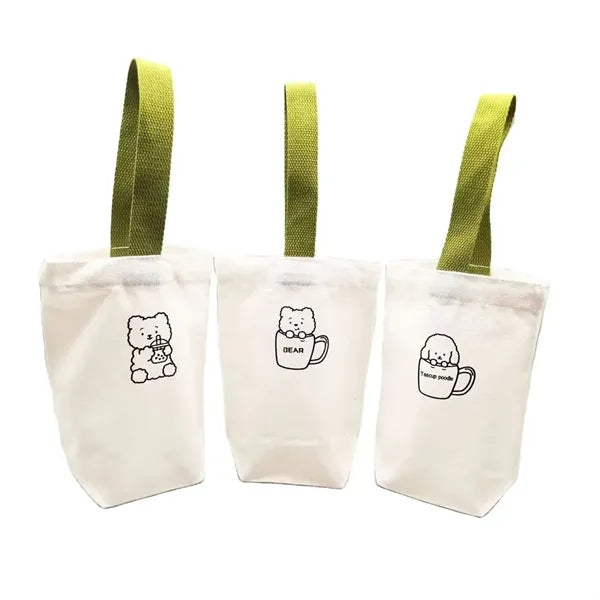 Canvas Water Bottle Tote Bag With Handle