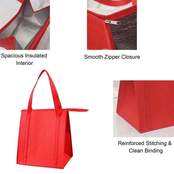 Large Insulated Grocery Tote with Zipper Closure