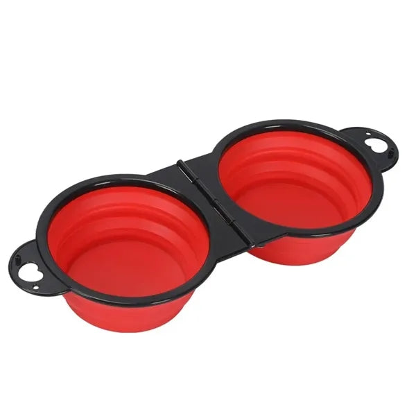 Collapsible Dog Double Bowls Feeding Watering Dish