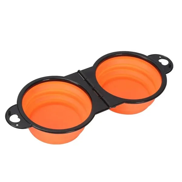 Collapsible Dog Double Bowls Feeding Watering Dish