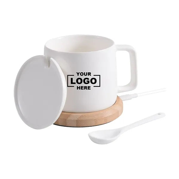 Bamboo Coffee Mug Warmer with 8 oz Ceramic Cup