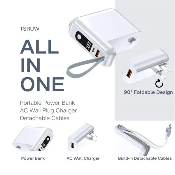 Detachable AC Plug Charger 10000mAh Power Bank