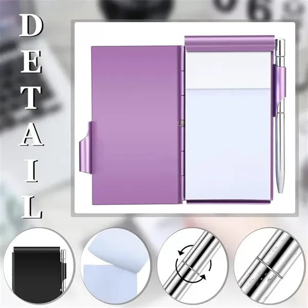 Metal Pocket Notebook with Pen and Refillable Paper
