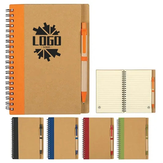 Kraft Paper Spiral Notebook with Pen