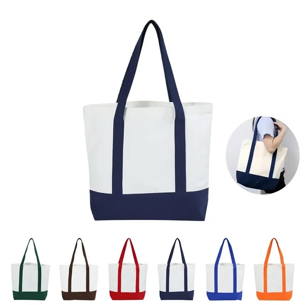 Classic Color-Block Canvas Tote