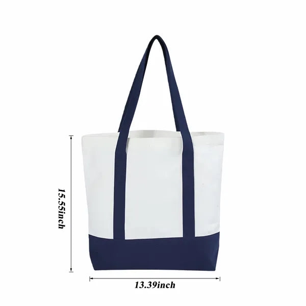 Classic Color-Block Canvas Tote