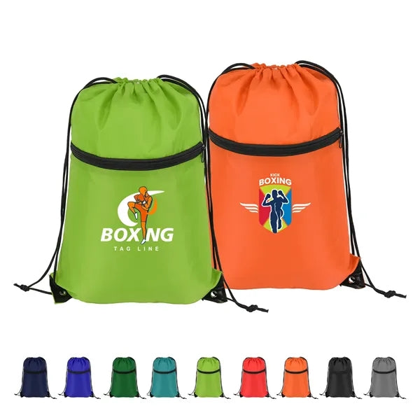 Sports Cinch Backpack with Zippered Pocket