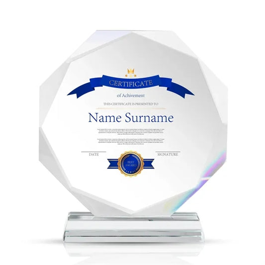 Round Crystal Achievement Award with Pedestal Base