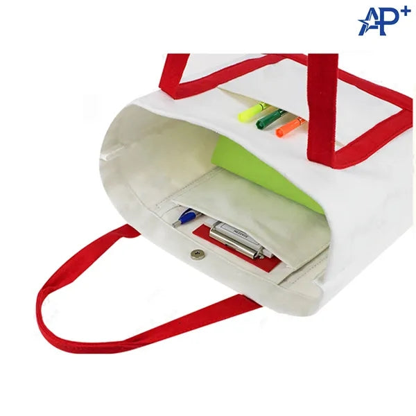 16oz Color-Block Tote Bag with Magnetic Closure