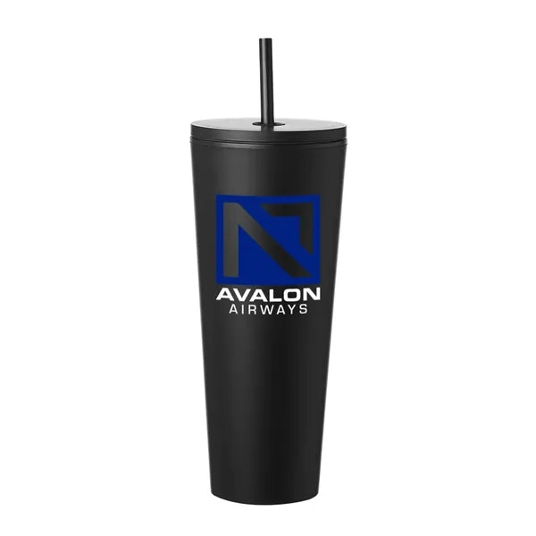 24 oz. Sleekline Rubberized Travel Mug (2 Color Imprint)