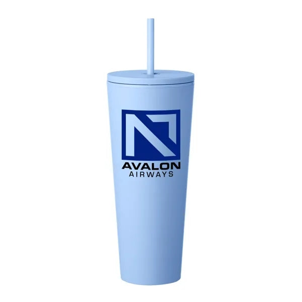 24 oz. Sleekline Rubberized Travel Mug (2 Color Imprint)