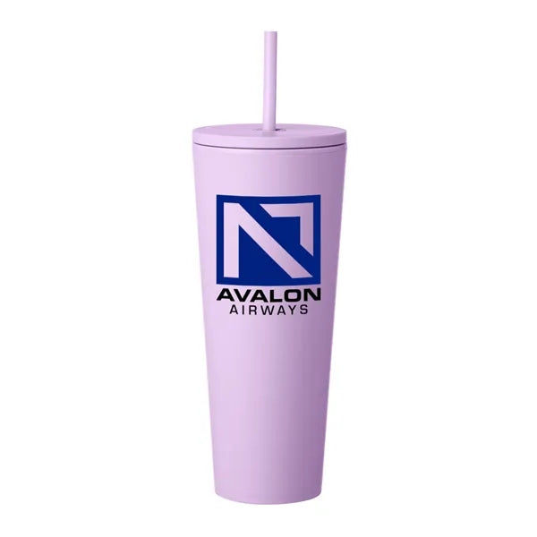 24 oz. Sleekline Rubberized Travel Mug (2 Color Imprint)