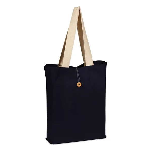 Button-Up Tote Bag w/ Natural Handles 15" x 16" x 3"