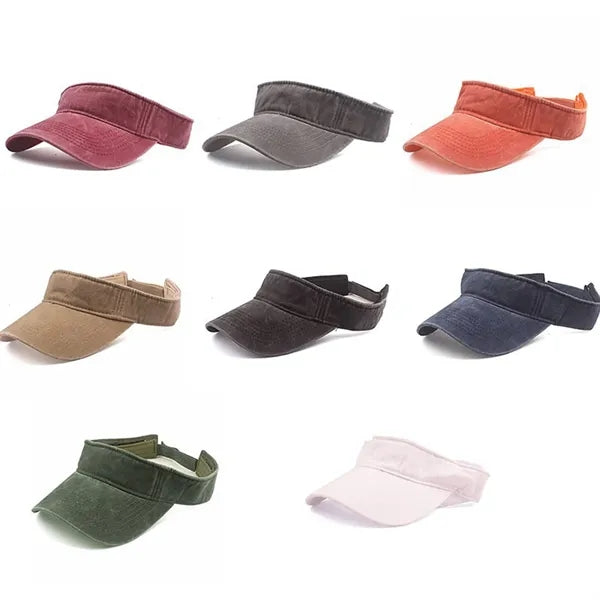 Vintage Sport Sun Visor Plain Washed Cotton