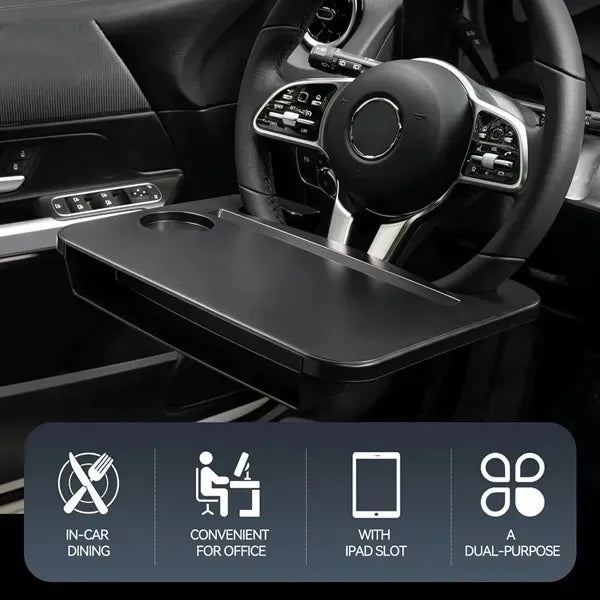 Dual-Purpose Car Steering Wheel Desk Tray