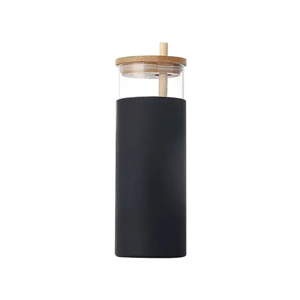 17oz Bamboo Lid Straw Silicone Cover Glass Water Cup