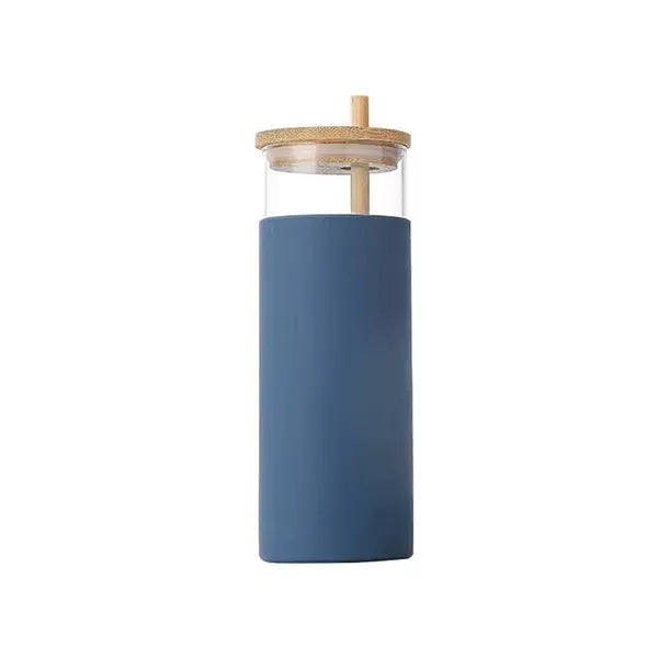 17oz Bamboo Lid Straw Silicone Cover Glass Water Cup