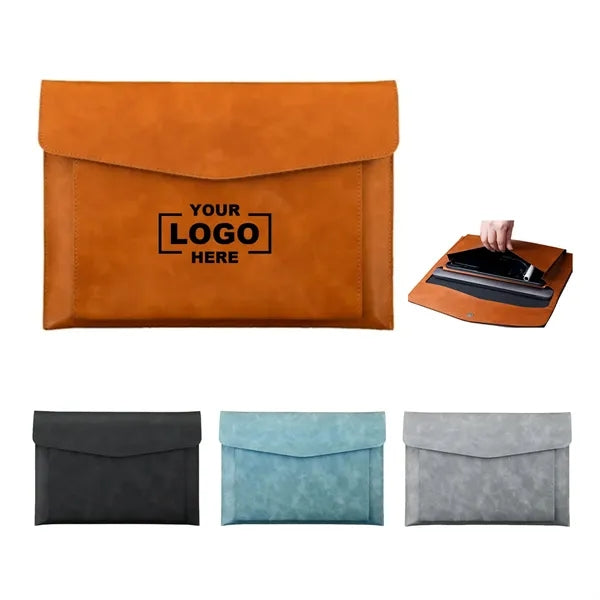 PU Leather A4 Document Folder File Bag with Magnetic Pocket