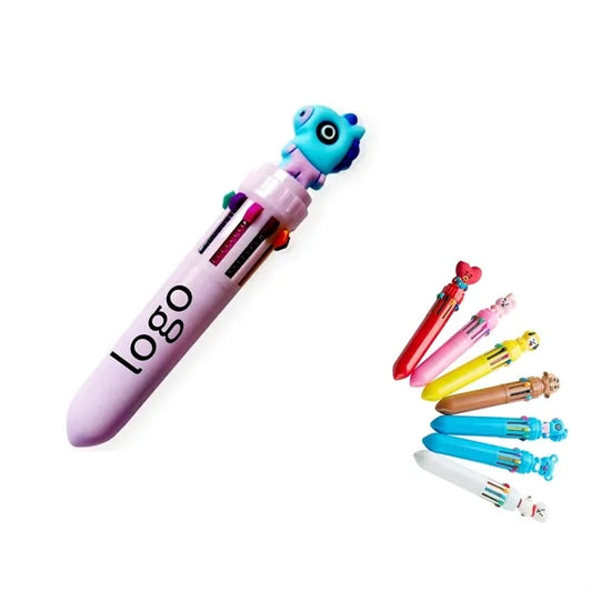 10-Color Retractable Ballpoint Pen Set for Office & School