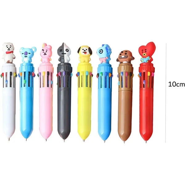 10-Color Retractable Ballpoint Pen Set for Office & School