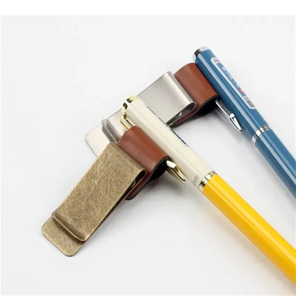 PU Leather Pen Clip Holder for Notebooks