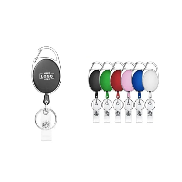 Carabiner Style Retractable Badge Reel w/Belt Clip