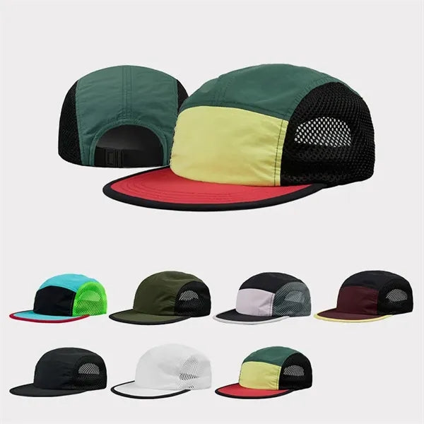 Blank Water Repellent 5 Panel Nylon Mesh Camper Hat
