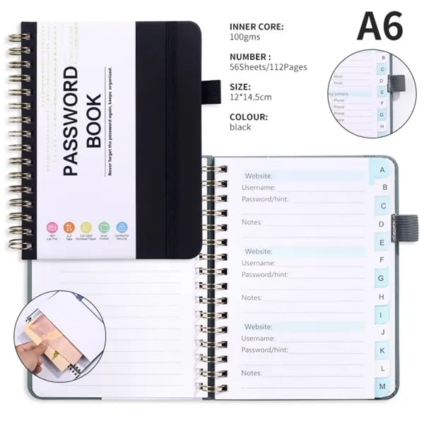 A6 Pocket Password Book