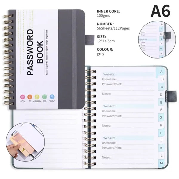 A6 Pocket Password Book